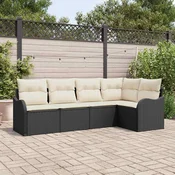 Sjedeća garnitura za vrt 5 kom. Crna poliratan 232.5 x 122.5 x 85 cm