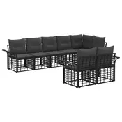 Set vanjskih sofa 8 pcs Crna i tamno siva poliratan