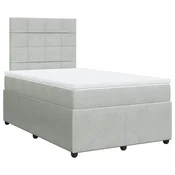 Vidaxl Box spring postelja z vzmetnico svetlo siva 120x200 cm žamet