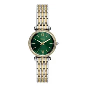 Fossil Ženski sat Carlie Mini, Zeleno-zlatne boje