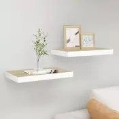Plutajuce zidne police 2 kom hrast i bijele 40x23x3,8 cm MDF
