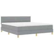 Vidaxl LED Box Spring Postelja Svetlo siva 180 x 200 cm blago