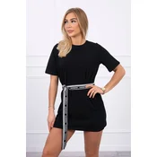 Dress with decorative belt black