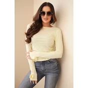 Kesi Włoski Womens ribbed blouse with side gathering yellow