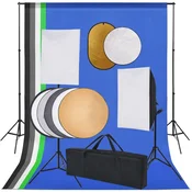 Vidaxl Foto studijski komplet s softboxi, ozadjem in odbojnikom