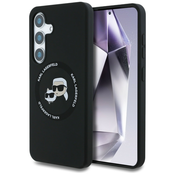 Originalen ovitek Karl Lagerfeld Double Heads MagSafe za Samsung Galaxy S25 - črn