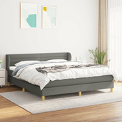 Greatstore Box spring postelja z vzmetnico temno siva 180x200 cm blago