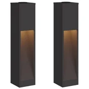 Vidaxl Sončna LED svetilka za pot 2 szt. Črna Medenina