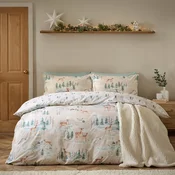 Flanelna posteljnina za zakonsko posteljo v naravni barvi 230x220 cm Brushed Christmas Deer – Catherine Lansfield
