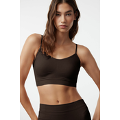 Trendyol Dark Brown Seamless Strappy Knitted Bustier