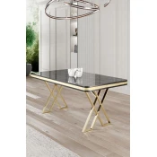 Hanah Home Trpezarijski sto Vals, 130x74x80 cm, Zlatne boje