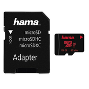 HAMA spominska kartica microSDXC 128GB UHS Hitrostni razred 3 UHS-I 80MB/s + adapter/mobilni telefon