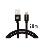 Swissten USB - micro USB podatkovni in polnilni kabel, črn, 2m
