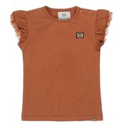 KokoNoko majica s čipkom za djevojčice, smeđa, 140 (XK0210)