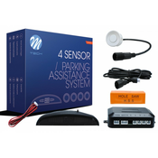M-TECH Parking Senzor Zadnji,4kom,Displej/Zvucni Signal,Bela Boja (12V,21.5mm,Opcija Farbanja)