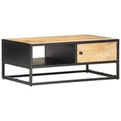 Vidaxl Klubska mizica z izrezljanimi vrati 90x55x36 cm mangov les