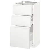 METOD / MAXIMERA Podni ormaric s 3 fioke, bela/Voxtorp matirano bela, 40x37 cm