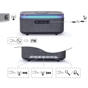 DAC-SPKBT-QC15-BK Gembird Digitalni sat+alarm sa bezicnim punjenjem telefona 15W i zvucnikom, FM, BT