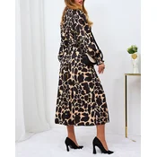 Resti Beige womens maxi dress in leopard print