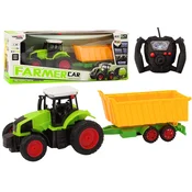 Traktor na daljinsko upravljanje s prikolicom v merilu 1:16 z rumeno prikolico - Farmer