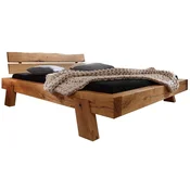 Casa Padrino Luxury Double Bed Natural - Different Sizes - Solid Wood Bed with Headboard and Mattress - Hotel Furniture - Bedroom Furniture - Luxury Furniture - Luxury Furnishings