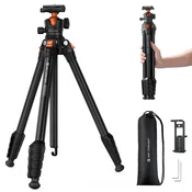 K&F CONCEPT Stativ za kamero 163 cm s kuglično glavo, črn-oranžen