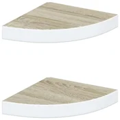 Vidaxl Kotne stenske police 2 kosa hrast in bele 25x25x3,8 cm MDF