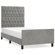 Vidaxl Posteljni okvir brez vzmetnice svetlo siv 90x190 cm žamet