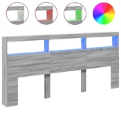Vidaxl Omarica za vzglavje postelje LED siva sonoma 220x17x102 cm