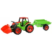 LENA Traktor z žlico in prikolico, rdeče-zelen