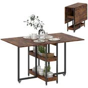 HOMCOM HOMCOM Jedilna miza iverna plošča, kovina 133,4D x 80Š x 75V cm rustikalno rjava, (5000242587)