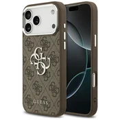 Guess GUESS ovitek za IPHONE 17 Pro Max GUHCP17XP4G4SMCW (4G PU usnjeni ovitek z velikim 4G in klasičnim logotipom ter srebrnim kovinskim okvirjem kamere) rjav