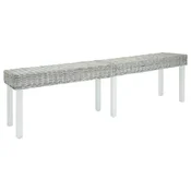 Vidaxl Klop bela 160x35x45 cm naravni kubu ratan in masiven les mahagonij