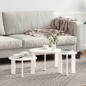 vidaXL Set kavno mizico 3 pcs Bela 47.5 x 47.5 x 27 cm