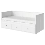 HEMNES Dnevni krevet s 3 fioke/2 dušeka, bela/Afjäll tvrdo,, 80x200 cm