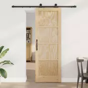 vidaXL Drsna vrata Naravna in črna 73,5 x 211 cm Trdna borovina