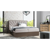 Boxspring postelja Wood 7 - 180x200 cm - temni hrast