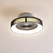 Lindby LED stropni ventilator Mace, črn, tih, O 47 cm - Dnevna soba/jedilnica - Sodobni - črna, bela - Plastika