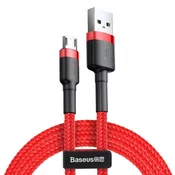 BASEUS Izdržljiv fleksibilni USB microUSB QC3.0 kabel 2.4A 1M crveni