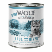 Ekonomično pakiranje Little Wolf of Wilderness 24 x 800 g - Blue River Junior - piletina i losos