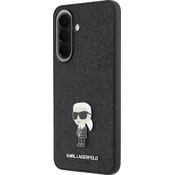 shumee Kovinski ovitek Karl Lagerfeld s fiksnimi bleščicami in logotipom Ikonik za Samsung Galaxy A57 5G, črne barve