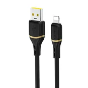 DUDAO Mehak silikonski pleten kabel USB-A - iPhone Lightning 30W 1m - črn