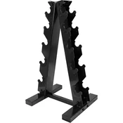 Nikcorp Stojalo za uteži A-Frame 5-nivojsko črno prašno barvano jeklo do 90,7 kg za hex gumijaste in neopren uteži 25,5 x 13,3 x 12,6 palcev 5 polic