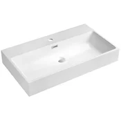Umivalnik AQUATIC, iz litega marmorja, 80x46cm, bel - Bela - 80x12x46 cm - Sapho - 24 - Liti marmor - Pravokotnik - 800 - 120 - 460 - 14