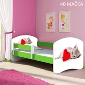 Djecji krevet ACMA s motivom, bocna zelena 160x80 cm 40 Macka