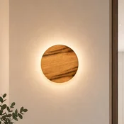 Elobra LED-stenna svetilka Havana M, hrast z vejami/kovina, O 34 cm, IP44 - Kopalnica - les, črna