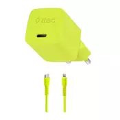 Punjac ttec – SmartCharger, 20W, GaN, USB-C/Lightning, žuti