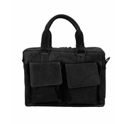 TORBA POSLOVNA Aviator Usnjena ČRNA BUFF TRUMBLED