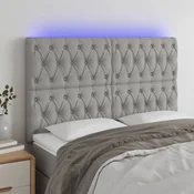Vidaxl vidaXL Vzglavje postelje z LED svetlo sivo 160x7x118/128 cm blago