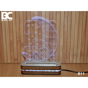 Black Cut 3D Lampa Meda I mesec Zelena